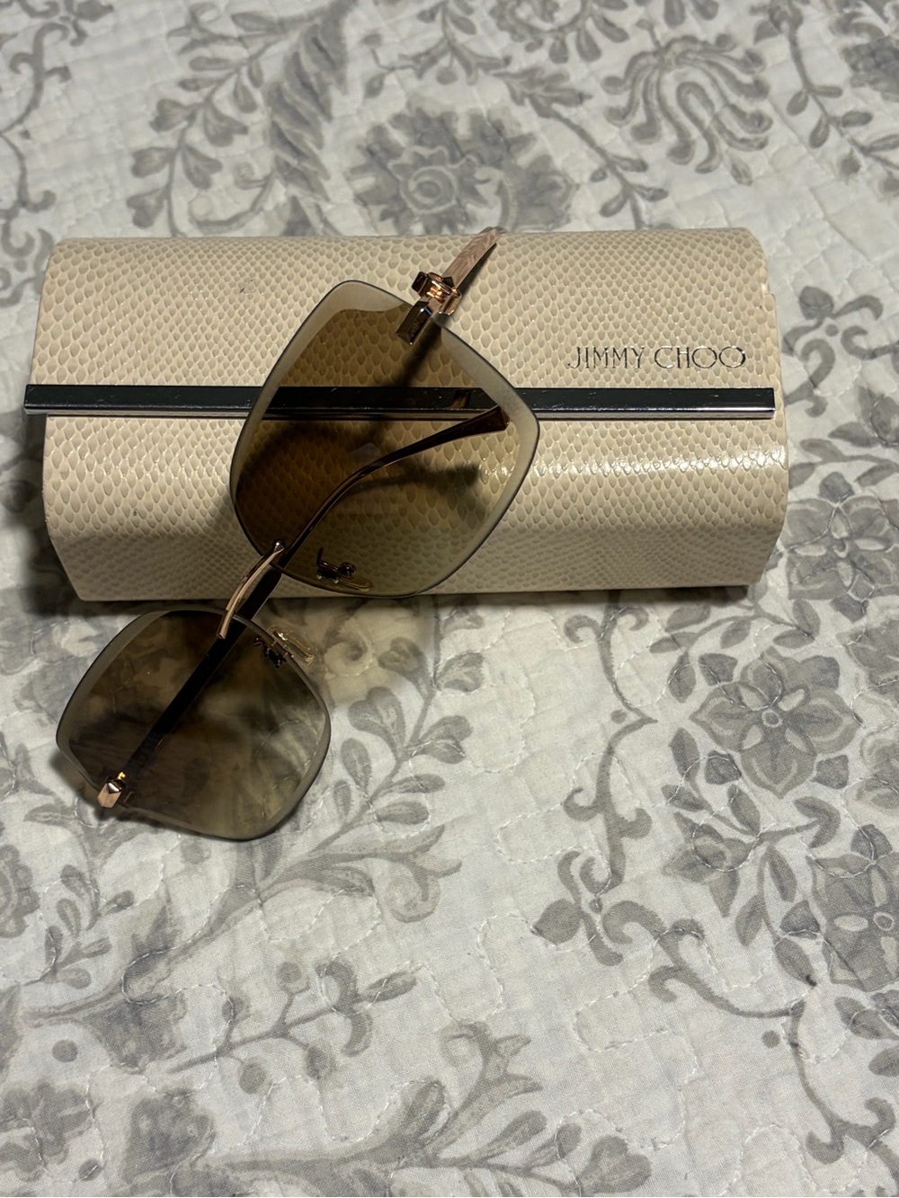 Jimmy Choo Rimless Square Sunglasses in Brown Gradient